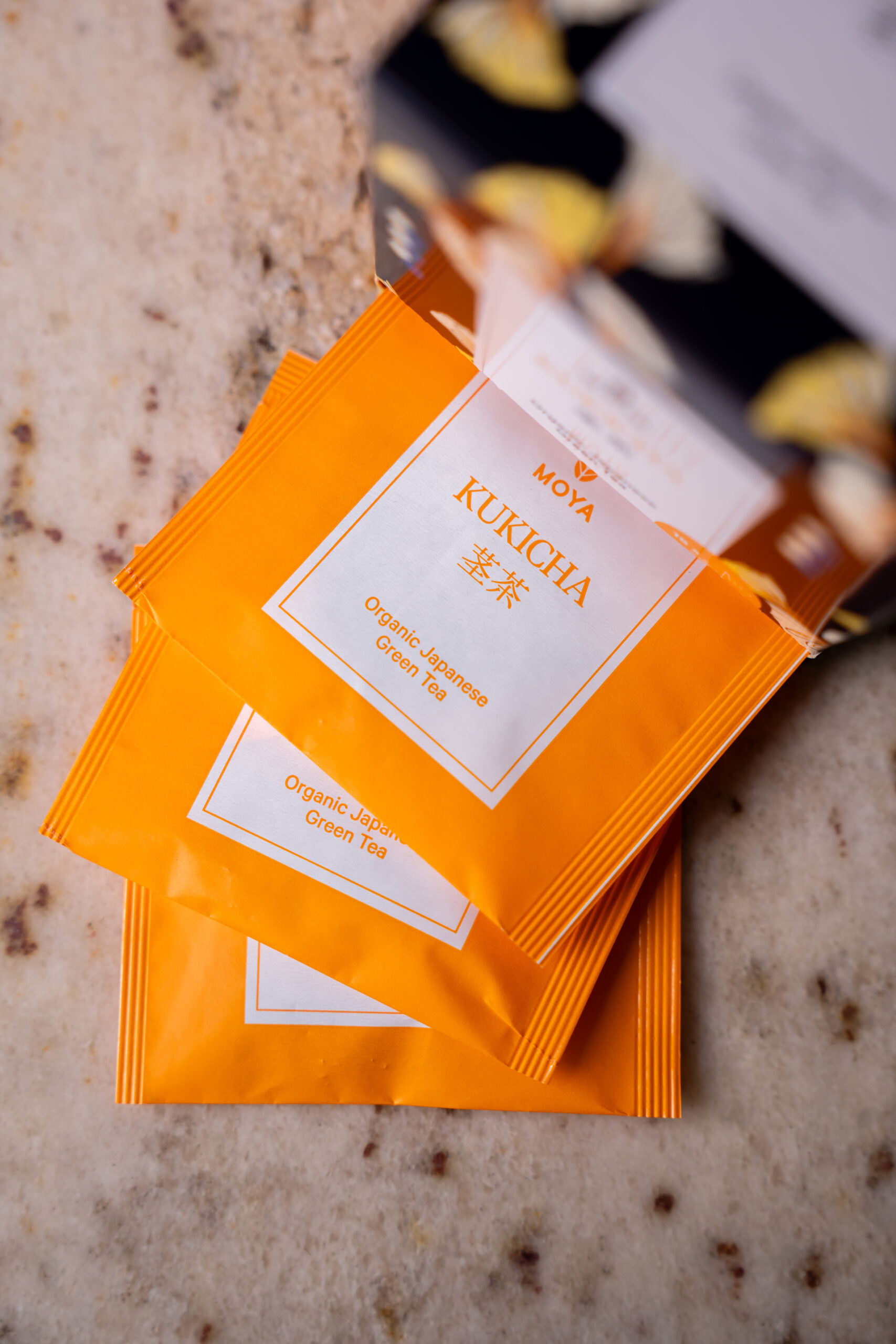 Moya Kukicha Organic Japanese Green Tea in the bags